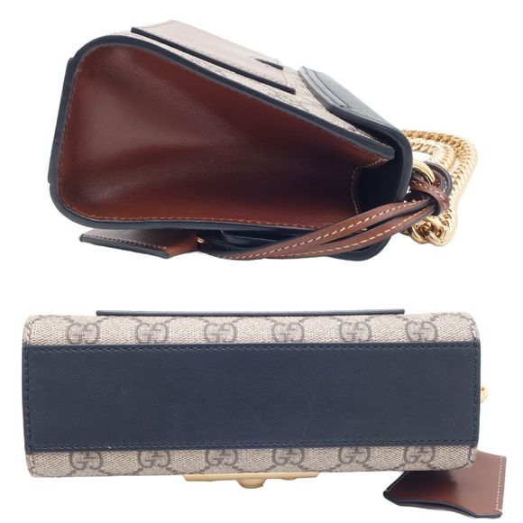 Gucci GG Supreme Padlock Small Chain Bag Black Beige - Picture 3 of 7